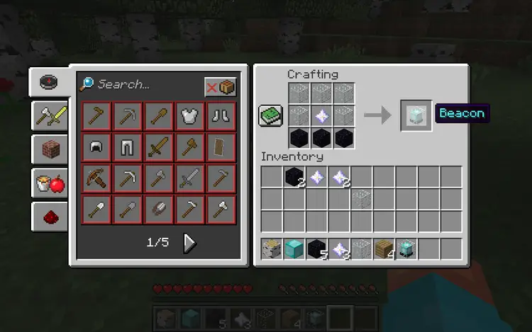 The materials you'll need to craft a beacon in 'Minecraft'