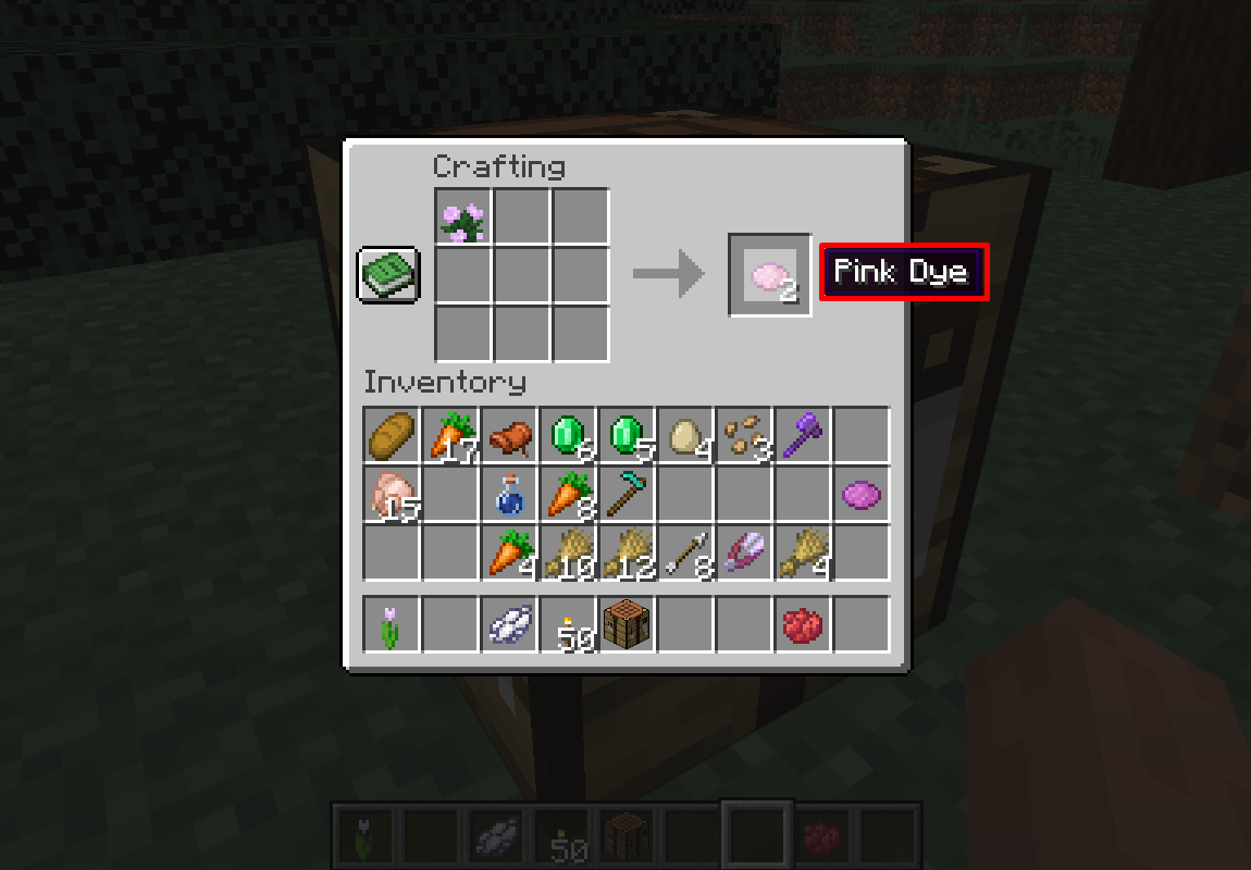 Pink Dye Recipes in Minecraft 